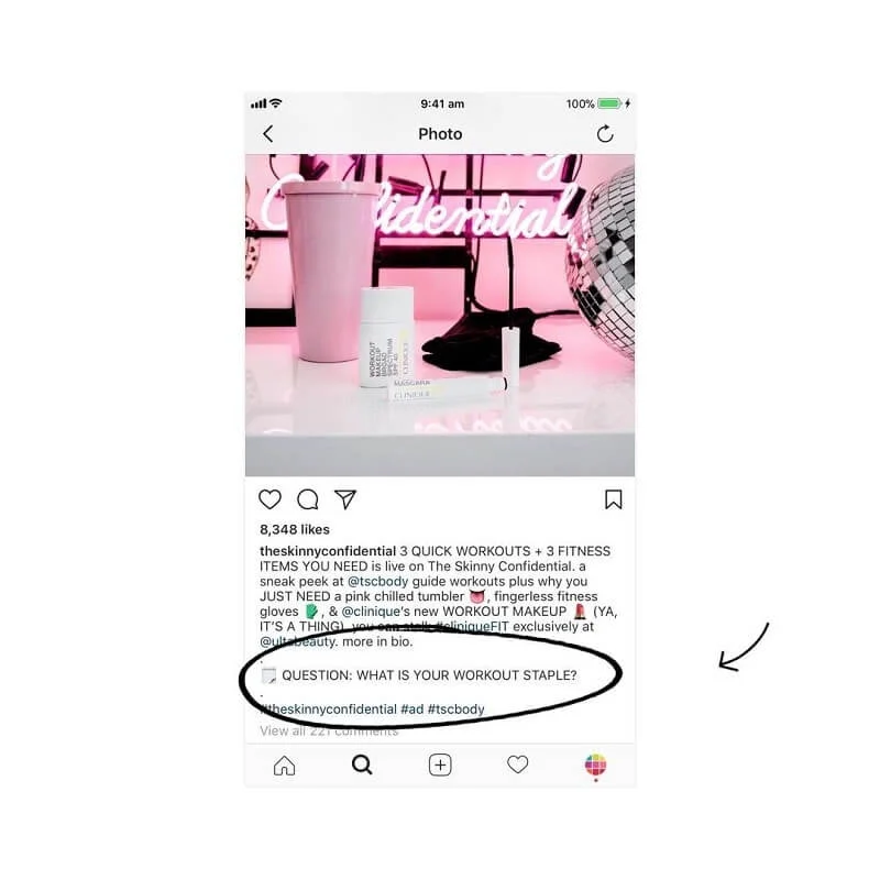 shares is to ask questions in the photo’s caption